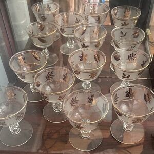 Set of Vintage Gold Leaf Glasses